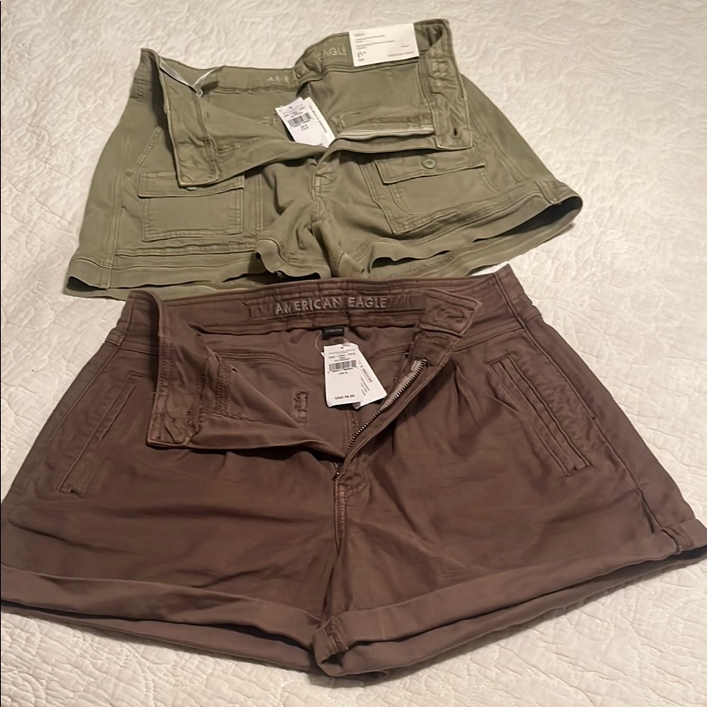 American Eagle Outfitters Cargo Shorts Green and Brown Relaxed Fit